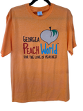 Bright Orange crew neck t-shirt with Georgia Peach World Branding logo