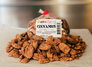 Plastic packaged cinnamon covered pecans