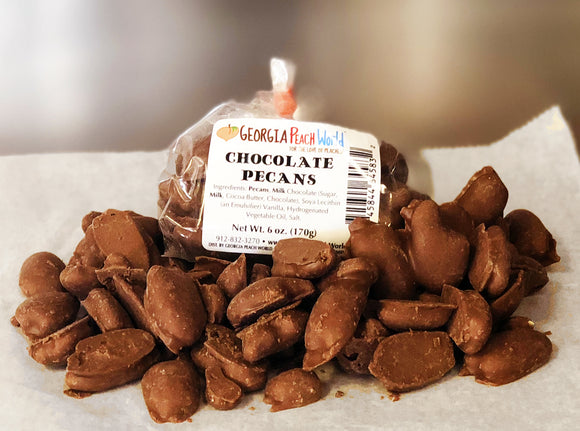 Plastic packaged chocolate covered pecans