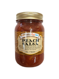 Standard glass mason jar containing Peach salsa