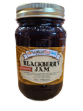Standard glass Mason Jar containing no sugar added blackberry jam
