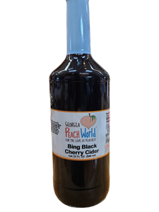 Tall glass quart sized bottle of Bing Black Cherry Cider