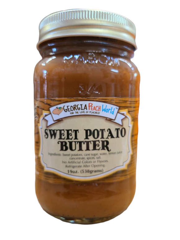 Standard glass mason jar containing sweet potato butter