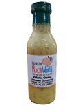 Tall 12 oz glass bottle with a shrink wrapped lid containing vidalia onion creamy dressing