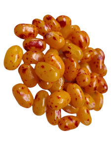 Jelly belly brand beans orange and red speckled 