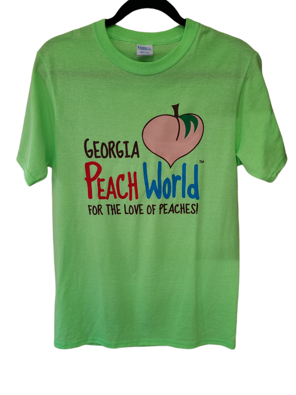 Light Green crew neck t-shirt with Georgia Peach World Branding logo