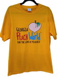 Goldenrod crew neck t-shirt with Georgia Peach World Branding logo
