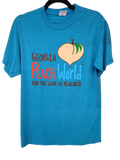 Light Heather Blue crew neck t-shirt with Georgia Peach World Branding logo