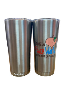 Standard 20 oz stainless steel Tervis brand tumbler with lid